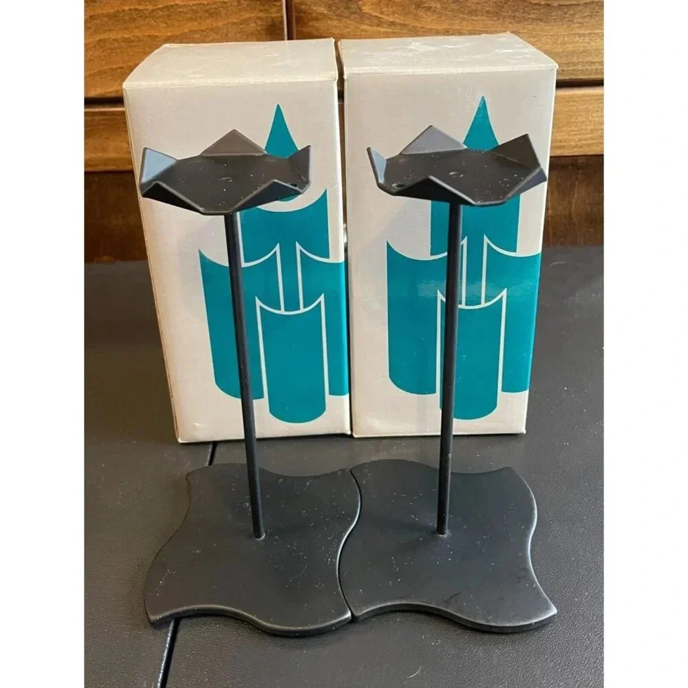 Partylite P0102 Windswept Base Candle Holders Set Of 2 In Original Box 7.5" Tall